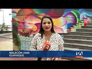 Murales artísticos embellecen el Malecón 2000 durante las fiestas de la ciudad