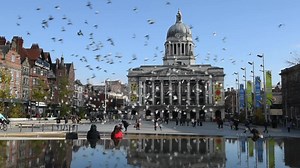 Nottingham Council House Clock – Nottingham Old Market Square Landmark, England. Stock Video - Video of clock, house: 430065527