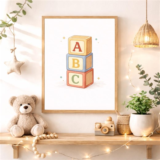 Alphabet Wall Art Printable, ABC Nursery Decor, Educational Kids Poster, Preschool Classroom Artwork, Learning Playroom Digital Download - Etsy