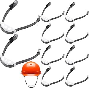 10 Pcs Universal Hard Hat Chin Strap with Chin Cup Elastic Helmet Strap Multi Point Adjustment Hard Hat Accessories Replacement for Construction Worker Guard Protection (Grey)