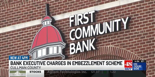 Former First Community Bank Vice President facing charges in embezzlement scheme