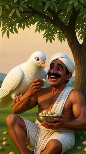 The Farmer Ran to Save His Drowning Pigeon #ai #cartoon #farmer #pigeon #friendshipstory