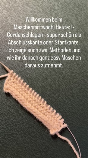 Birgit Mitzler on Instagram: "Maschenmittwoch 🧶✨ Heute zeige ich dir meinen I-Cord-Anschlag – und zwar als eine mögliche Variante. Es gibt mehrere Wege, einen I-Chord anzuschlagen, aber diese Methode mag ich besonders gern, weil sich die Maschen nach der I-Chord-Kante nicht so lang ziehen und der Übergang schön sauber bleibt. Im Video siehst du: Ich starte mit drei Maschen und zeige dir zwei Arten, wie die Kordel entsteht (einmal „durchziehen“ und einmal über „zurückheben und wieder rechts abst