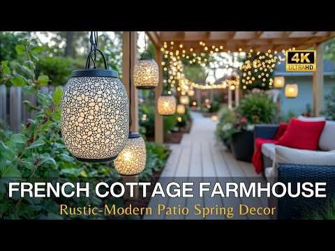 French Cottage Farmhouse Outdoor Patio: Rustic-Modern Spring Decor for a Secret Garden Escape