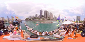 Take a seat next to paddlers competing in Hong Kong's dragon boat races. See them row in unison to the beat of a drum in a race to the finish line. #CNNVR | CNNVR