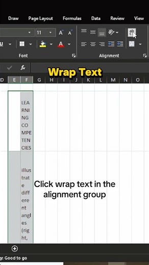 Excel wrap text