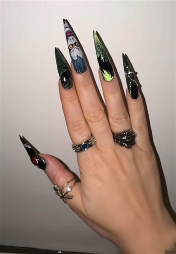 ryuk/death note nails 🖤 #ryuk #deathnote #animenails