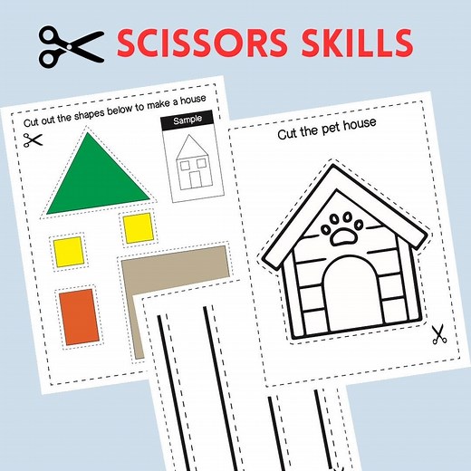 Scissor Skills Worksheets for Kids, Preschool, Cutting Practice PDF, Printable Homeschool - Etsy