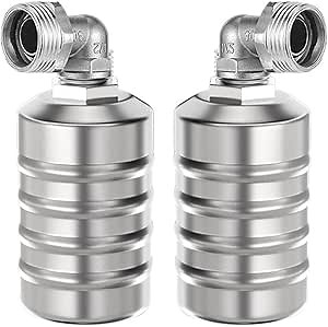 2Pcs Auto Fill Shut off Water Tank Float Valve, 304 Stainless Steel Fully Automatic Water Level Control Float Valve, Automatic Water Level Controller for Tank Sink Pool (#F 1 ''（Side water intake）)