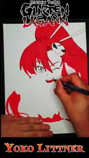 Dessin de Yoko Littner, Tengen Toppa Gurren Lagann, noir et rouge !