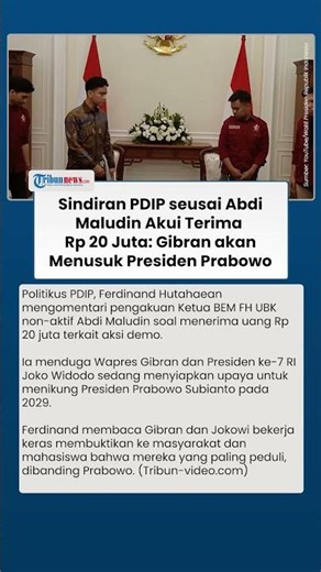 PDIP Sentil Gibran seusai Abdi Maludin Akui Terima Rp 20 Juta: Wapres akan Menusuk Presiden Prabowo