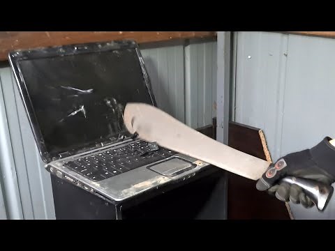Smash Rotten HP Laptop With Machete