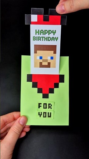 DIY Minecraft Pop Up Birthday Surprise Card 💚 Cute Gift Idea ❤️ #minecraft #diy #papercraft