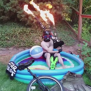 4.7M views · 5.1K reactions | Nothing to see here, just Darth Vader playing flaming bagpipes in a kid's pool... The Unipiper | LADbible | Facebook