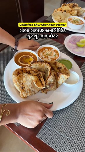Jitendra Popat | Food & Travel Influencer on Instagram: "Unlimited Chur Chur Naan Platter 🔥 - Visit & Show this video - Offer valid till 30th December 2025 - ⁠Unlimited Chur Chur Naan Platter serve with Unlimited Dal makhni, Paneer Lababdar, Salad, Chutney , Raita - ⁠Soup also unlimited & Icecream (one time) - ⁠Pure veg | Jain Chur chur naan option available too 📍punjab junction churchur naan - 2, Devang Park, Panjrapol, opp. Old Sachivalay, Ambawadi, Ahmedabad, Gujarat 380015 ⏰10:30 AM to 3:0