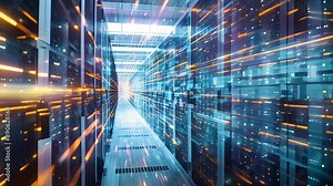 Animated cloud of information concept, data and internet connection, showcasing new technologies and artificial intelligence in an abstract design.