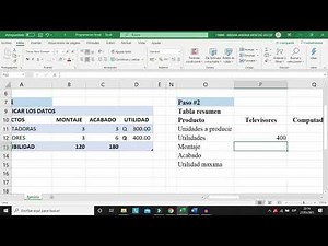 Programación lineal con Excel Solver