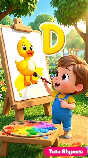 learn 👉 D for Dog 🐕🐥🥁🪆 | ABC Learning with TuTu | Kids Rhymes & Drawing #learn #alphabet #songs