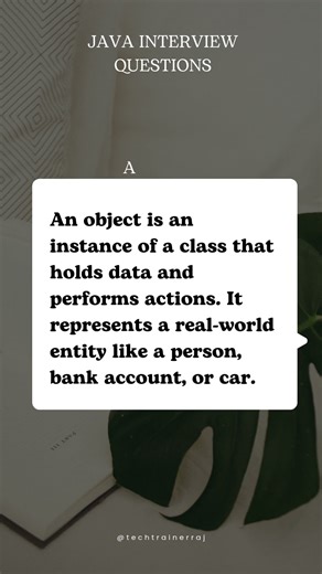 what is an object? #javaautomation #javainterview #interviewtips #java #edushorts #coding