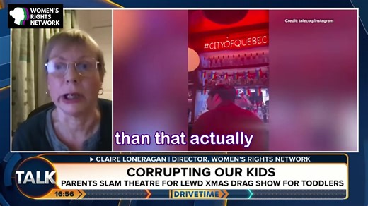 𝐓𝐚𝐥𝐤 𝐓𝐕 𝐈𝐧𝐭𝐞𝐫𝐯𝐢𝐞𝐰𝐬 𝐖𝐑𝐍 𝐂𝐥𝐚𝐢𝐫𝐞 𝐋𝐨𝐧𝐞𝐫𝐚𝐠𝐚𝐧 𝐚𝐛𝐨𝐮𝐭 𝐭𝐡𝐞 𝐗𝐦𝐚𝐬 𝐃𝐫𝐚𝐠 𝐒𝐡𝐨𝐰 𝐟𝐨𝐫 𝐔𝐧𝐝𝐞𝐫 𝟓'𝐬 𝐚𝐭 𝐑𝐢𝐜𝐡𝐦𝐨𝐧𝐝 𝐓𝐡𝐞𝐚𝐭𝐫𝐞 TalkTVUK Kevin O Sullivan interviewed WRN Director Claire Loneragan about the Christmas Drag Show, aimed at children under 5 years old, that is being presented by the Richmond Theatre starring adult entertainer Tania LeCoq, who uses sexualized entertainment in an adult context and whose Drag Tales marketing bio says "T