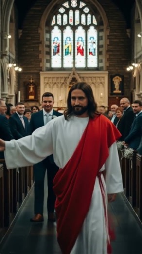 Jesus Christ Welcomes a Bride and Groom 💍 Walking Down the Church Aisle Together in Blessing #Jesus