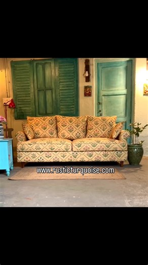 Rustic Turquoise on Instagram: "Floral printed comfy 3 seater sofa Visit www.rusticturquoise.com"