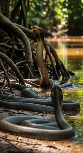 Battle of the Giants:King Cobra vs Python🐍🐍 Who Will Rule the Jungle #snakebattle #wildlife #nature