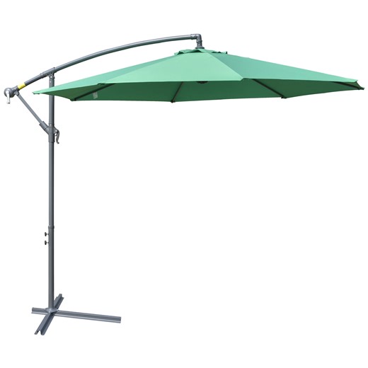 Outsunny 10ft Offset Patio Umbrella with Base, Hanging Parasol, Green - Walmart.ca