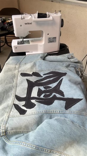 @tokyotadesigns on Instagram: "Just watched the demon slayer movie (peak). Decided to design a denim jacket to resemble their outfits. Peak. If you haven’t watched it, go do so. #sewing #clothing #custom #demonslayer #fashion #design #denim"