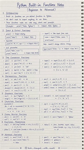 Python Built-in Functions Notes 📘 | Beginner to Advanced | Handwritten Notes #shorts #pyhton #notes
