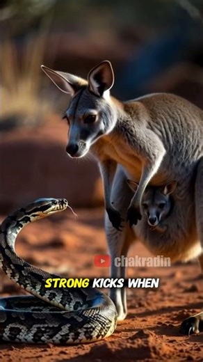 Kangaroo Mom vs Python #shorts #animalfacts #snack