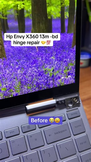 Reapairing the hinge on a hp Envy X360 13m-bd1033dx involves addressing a common design flaw where the hinge breaks away from the plastic LCD back cover, requiring either epoxy reinforcement to reattach the metal hinge brackets or full screen assembly replacement #laptoprepair #hingerepair #hpenvyhingerepair #laptopfixing #screenreplacement