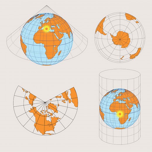 Projeções cartográficas: o que são, tipos, resumo - Escola Kids