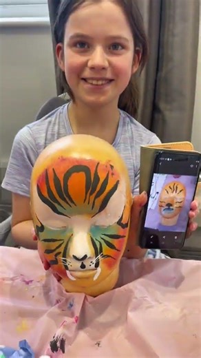 Before & After - tiger face paint designs from our Hemel Hempstead Be...