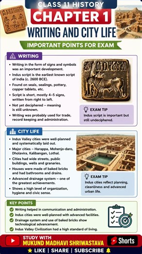 📚 Class 11 History Chapter 1 | Writing & City Life | Complete Exam Revision in 15 Seconds! 🚀#viral