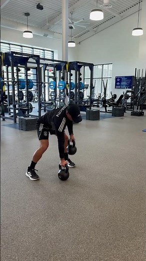 Kettlebell (KB) gorilla rows with rotation