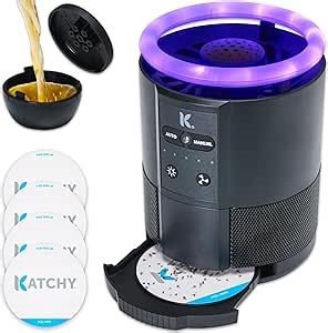 Katchy Duo – Indoor Flying Insect Trap with Scent Pod – Day & Night Effective – Mosquito, Fruit Fly, Gnat & Small Moth Catcher – Non-Zapper Trap with Blue UV Light & Fan Suction (Black)