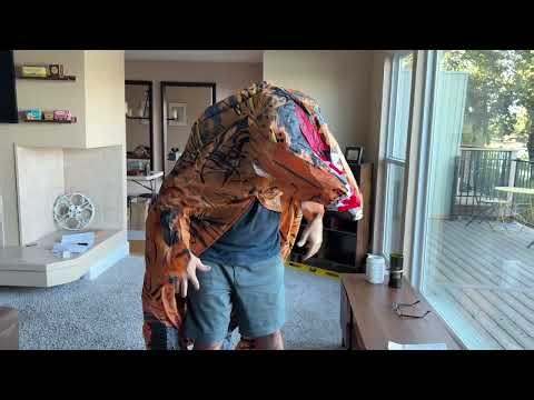 Inflatable Dinosaur Costume for Adults with LED Lights, 7.2ft Blow up For Themed Party and Halloween
