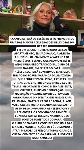 FAFÁ DE BELÉM ANUNCIA A VARANDA DE NAZARÉ 2026 E RECEBE FAMOSOS!