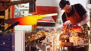 722K views · 212 reactions | Nick Anger is a bladesmith, woodworker, metallurgist, and chemist who creates utterly unique, custom Damascus steel knives that are both functional and beautiful. | Munchies | Facebook