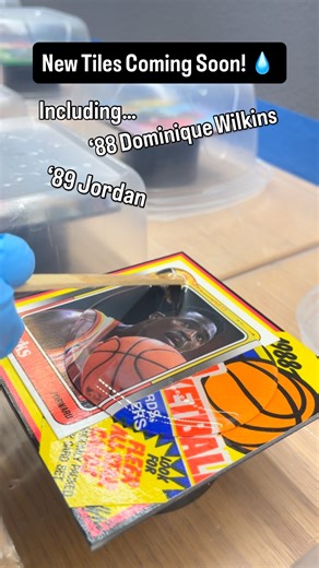It’s good to be back in the lab, and I’m excited to show you the next batch of tiles! About 24 new tiles should be available by the end of this week! #classiccardtiles #resinart #artprocess #dominiquewilkins #nba #basketball #basketballart #basketballcards #vintagenba #hawks #atlantahawks #thehobby #cardart | Classic Court Tiles