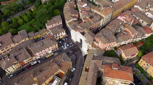 Aerial Rotating Top-down View of Perugia and Arco Etrusco in Umbria, Italy Stock Video - Video of town, travel: 450018351