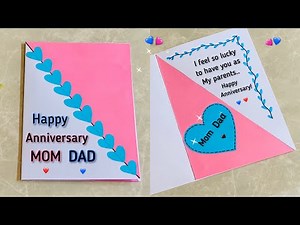 Beautiful Anniversary Card for parents💙🩷Easy DIY Happy Anniversary card🥰Anniversary Gift idea