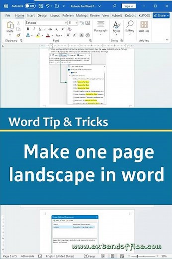 How to Make One Page Landscape in Word?