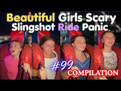 Most Beautiful Girls Experience Pure Terror On The Scary Slingshot Ride! #amusementpark
