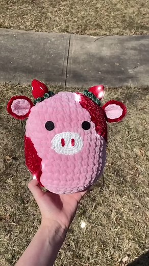 Adorable Crochet Strawberry Squishmallow Cow Inspired Design