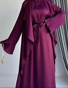 3 abayas ouvertes plissées en satin | abaya | Ramadan | Halakeeya | Tenue de l'Aïd | modeste - Etsy France