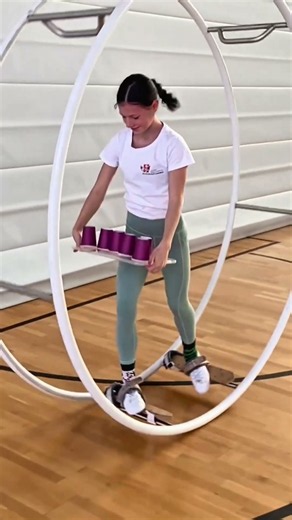 She Balancing Water Cups Inside Wheel But Fails #shorts