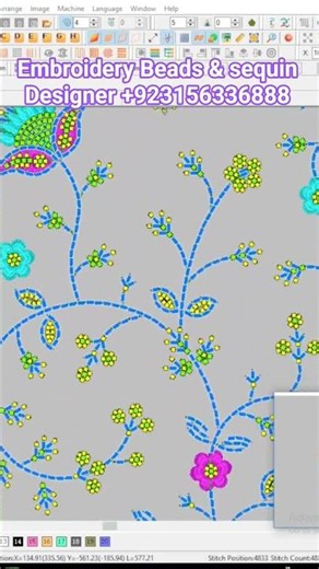 Making Embroidery Beads & sequins Designing on Dahao EMCAD software #USA #embroidery #beads #uae