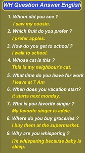 WH Question Answer for practice Speaking English || how to Speak English Fast || learn English language English model verbs grammar WH question answer in English Grammar English Conversation Practice This English speaking video has everyday conversations covering various topics like daily routines, hobbies, and interesting anecdotes, which will help you improve your English listening and speaking skills. #englishlanguage #englishlearning #englishgrammar #learn #learning #learningenglish | Learn 